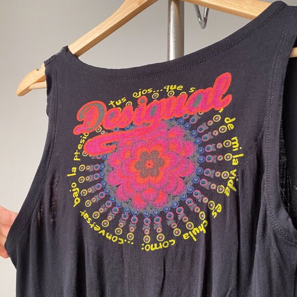 ☀️ Y2K Desigual Black Graphic T-Shirt – Size S - Picture 2 of 6